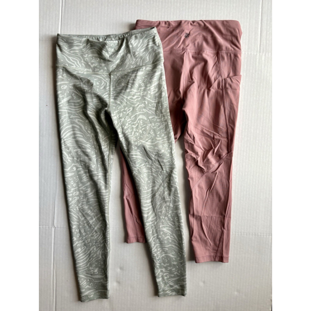 Athleta Girl 2 Pair Leggings High Rise Chit Chat Med/ Stash Your Treasure Lg